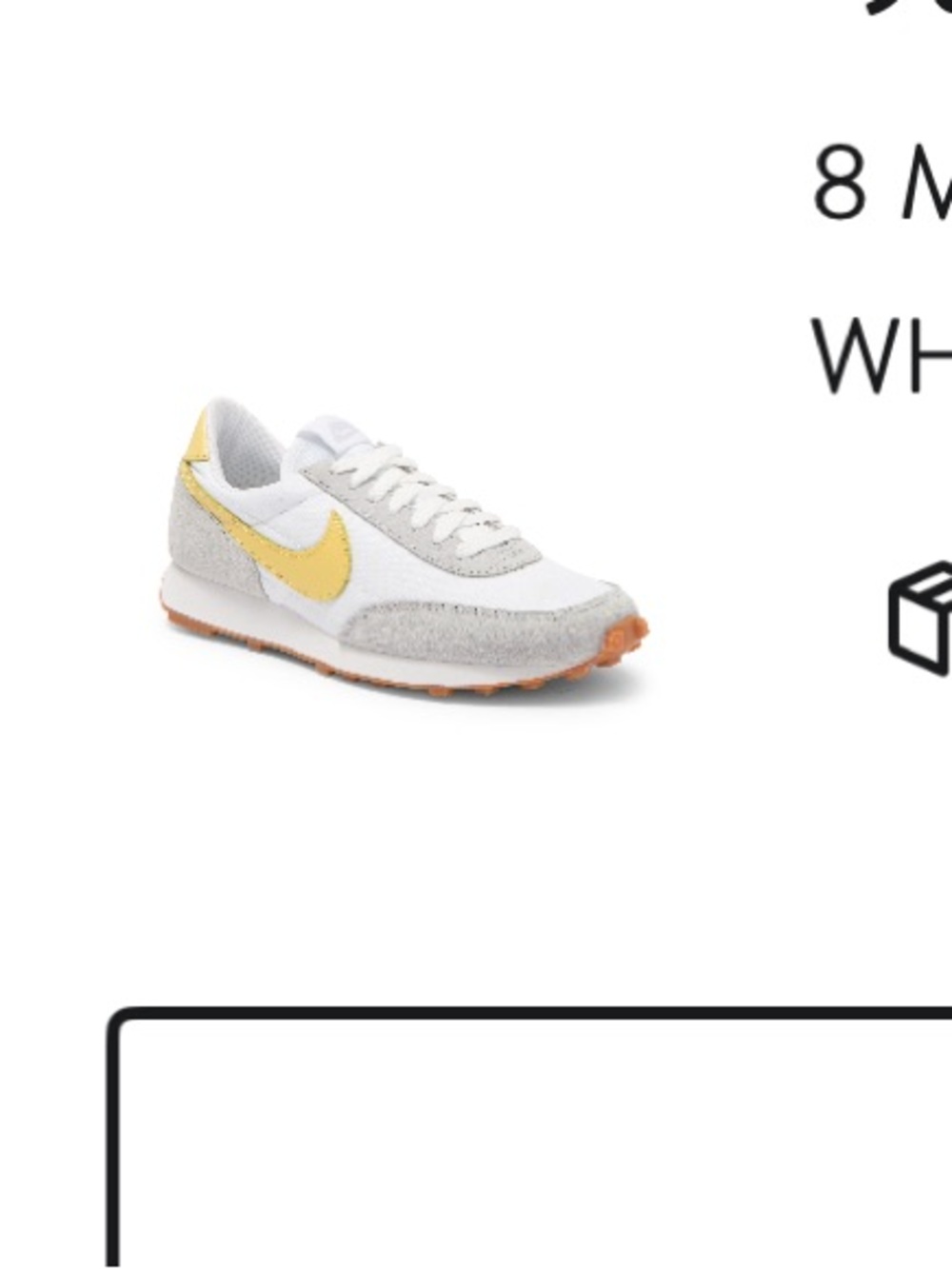 Nike Daybreak Sneaker in White, Saturn Gold and Grey women’s 8